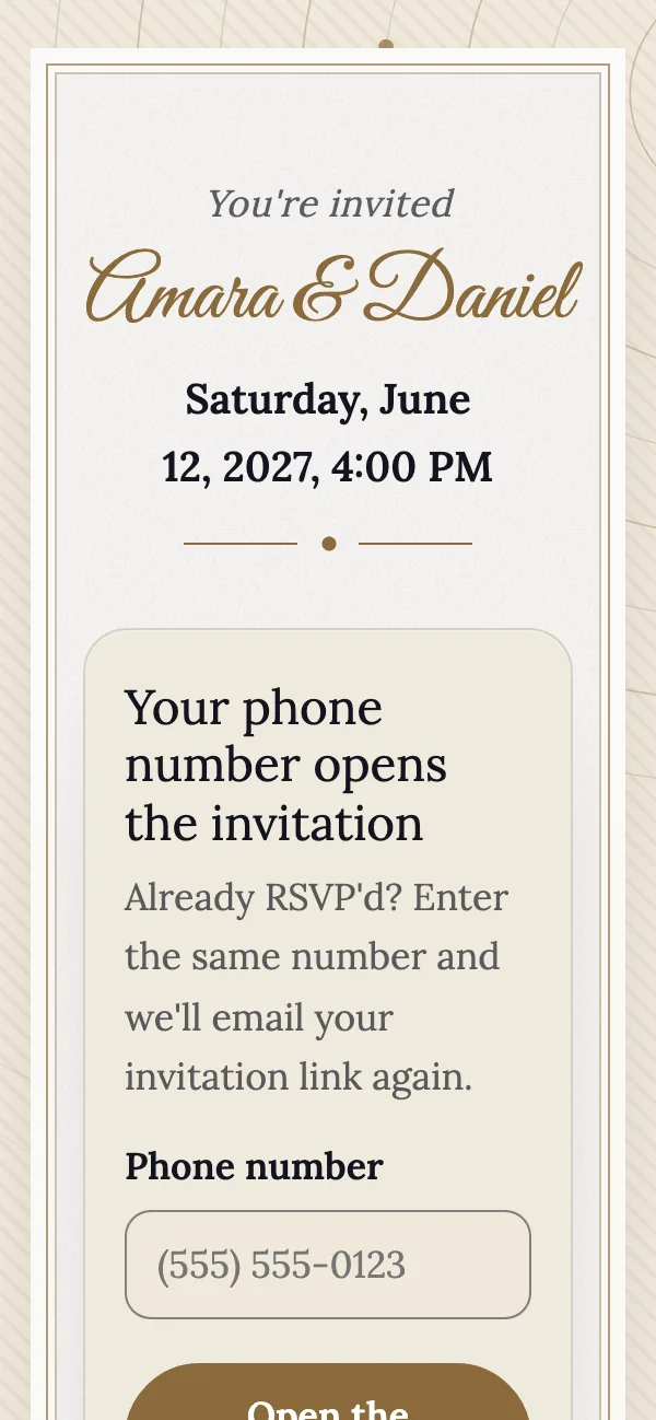 Garden wedding invitation, first page