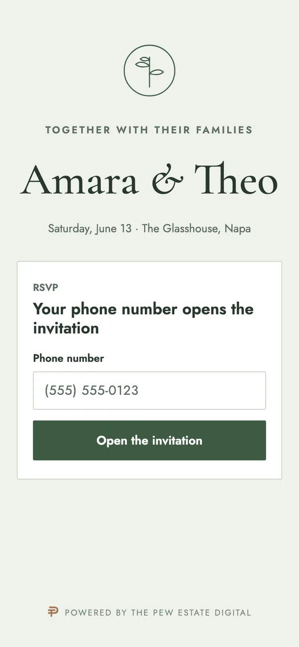 Garden wedding invitation, first page